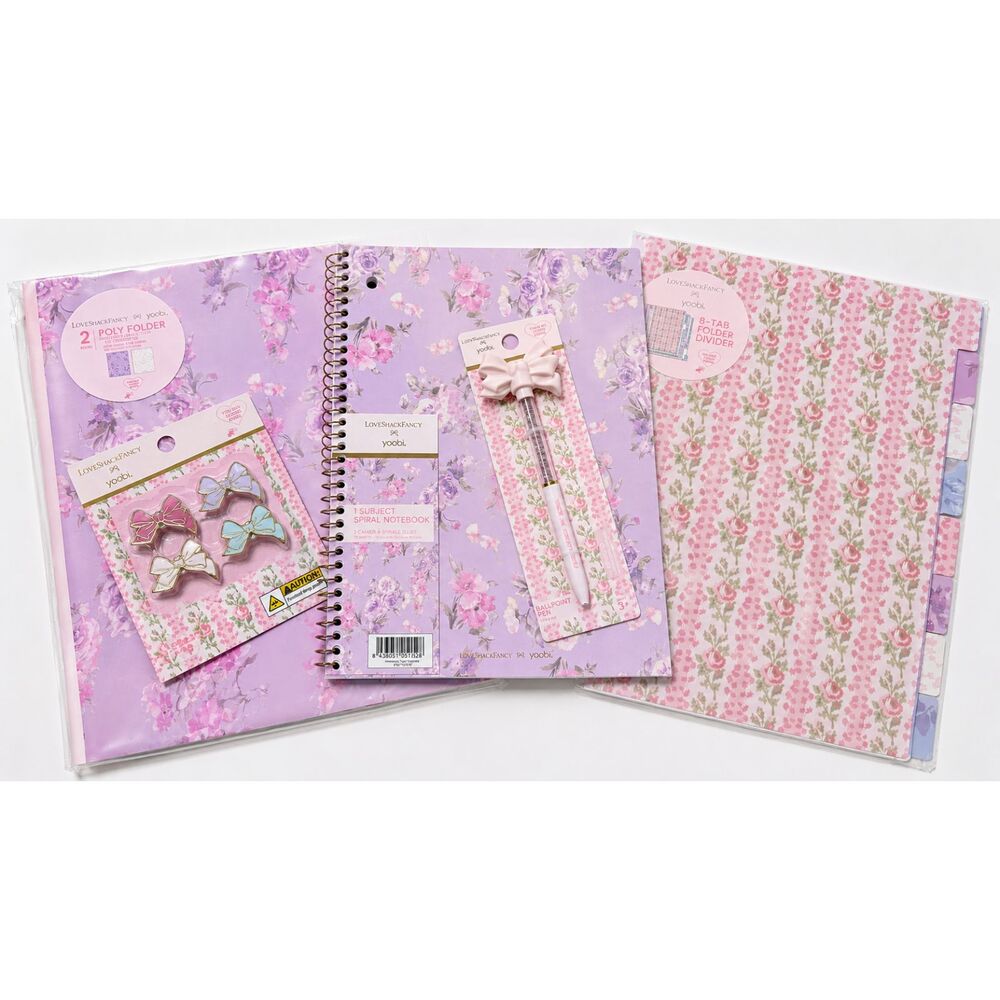 NWT LoveShackFancy x Yoobi Lavender Floral 6 Pc Signature School Set